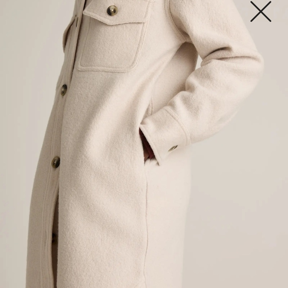 100% merino wool long shirt jacket, cream - Picture 6 of 10